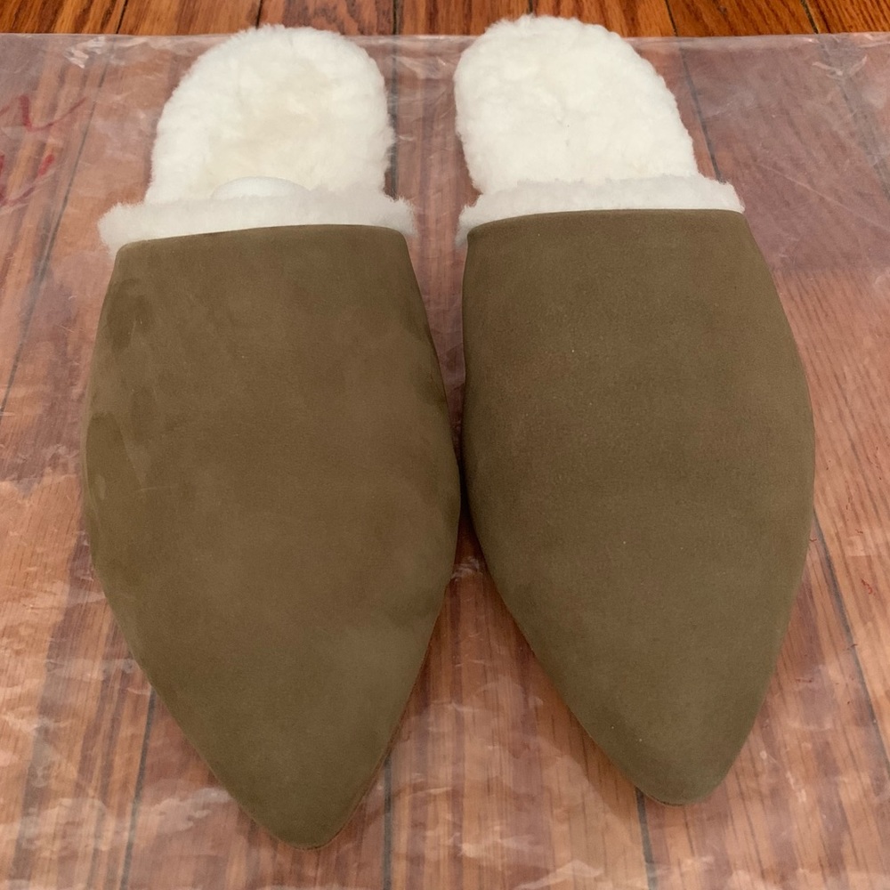 EUC Jenni Kayne Shearling Lined Mules Size 9 Laurel